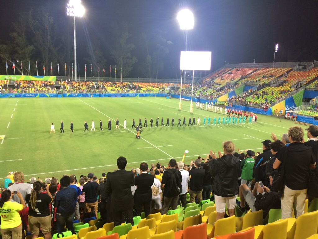 Empty seats at the rugby medal ceremony